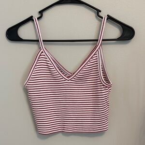 Zara Trafaluc Red and White Striped Cropped Tank Top